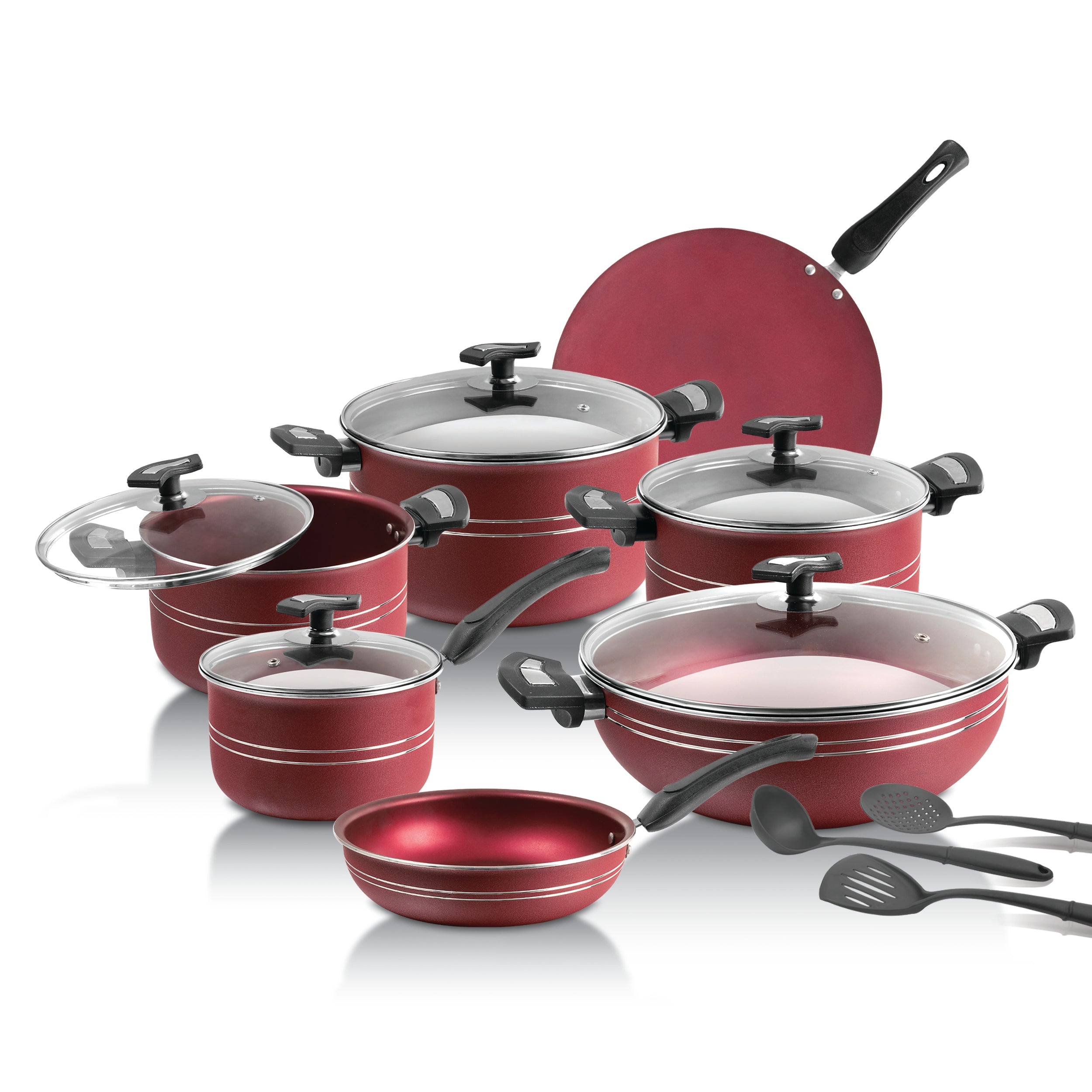Carroli 15 Pieces Non Stick Set With Free Wooden Spoons