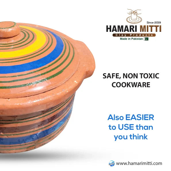 Flat Handi with Clay Lid (1-1.5kg Cooking Capacity)