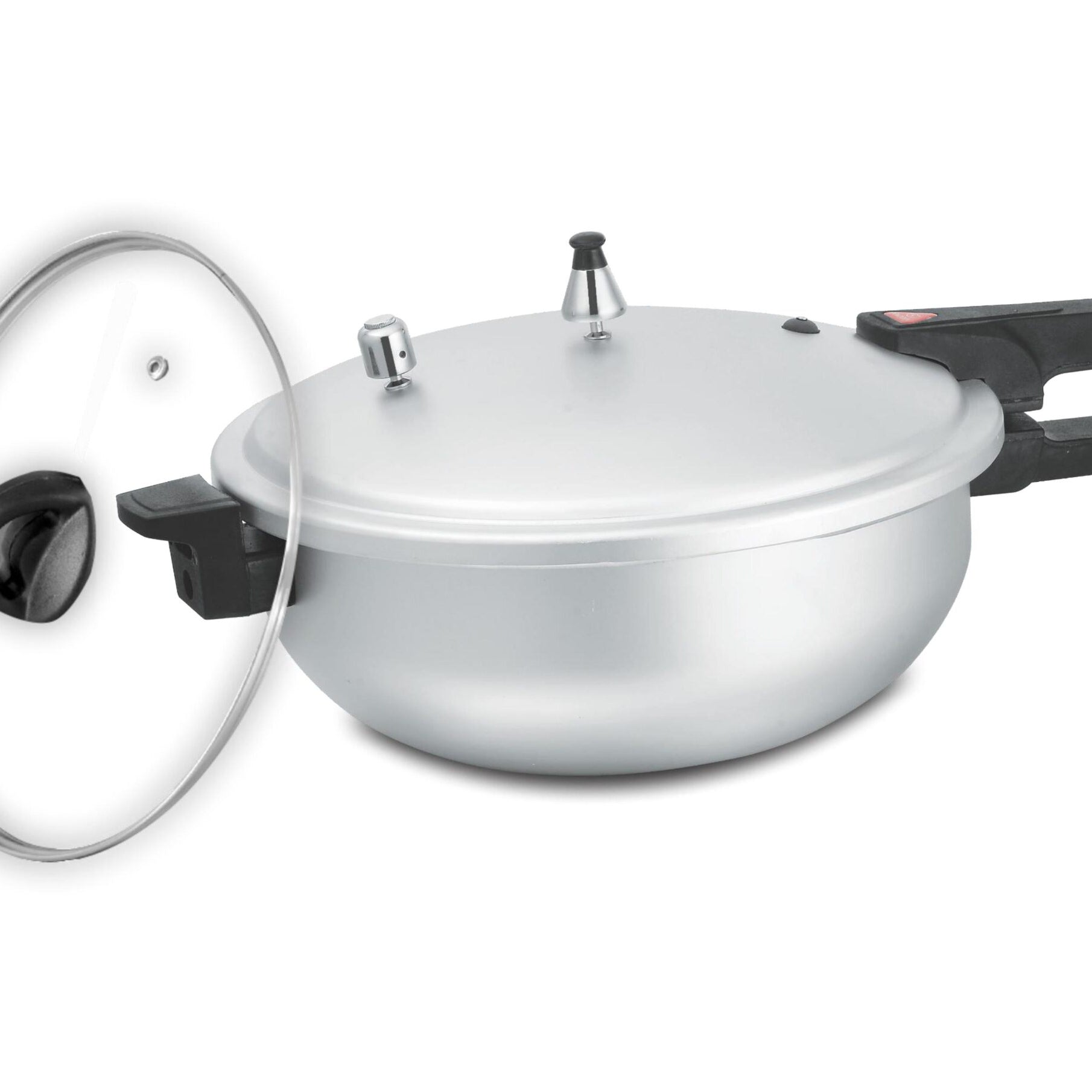 2-in-1 Aluminum: Karahi Pressure Cooker with Glass Lid 5 Liter