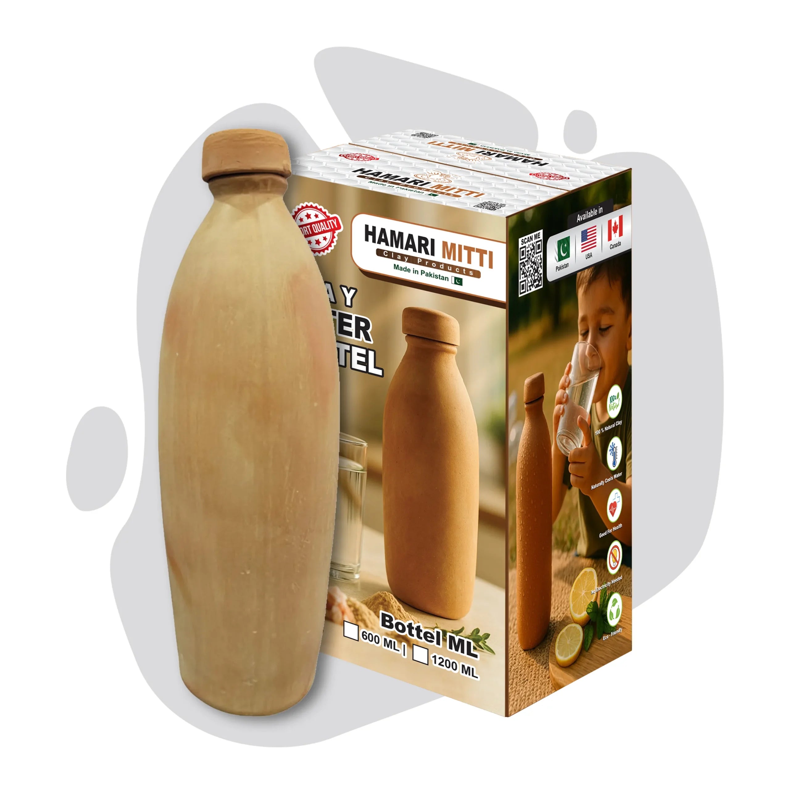 Handcrafted Clay Water Bottle 500ml